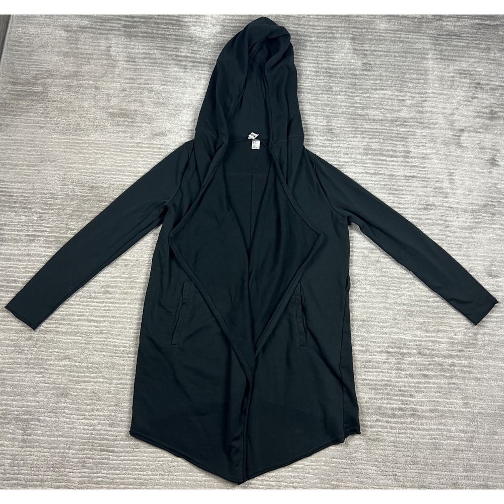 H&M Divided Cardigan Womens Small Black Hooded Open Front Long Sleeve Pockets